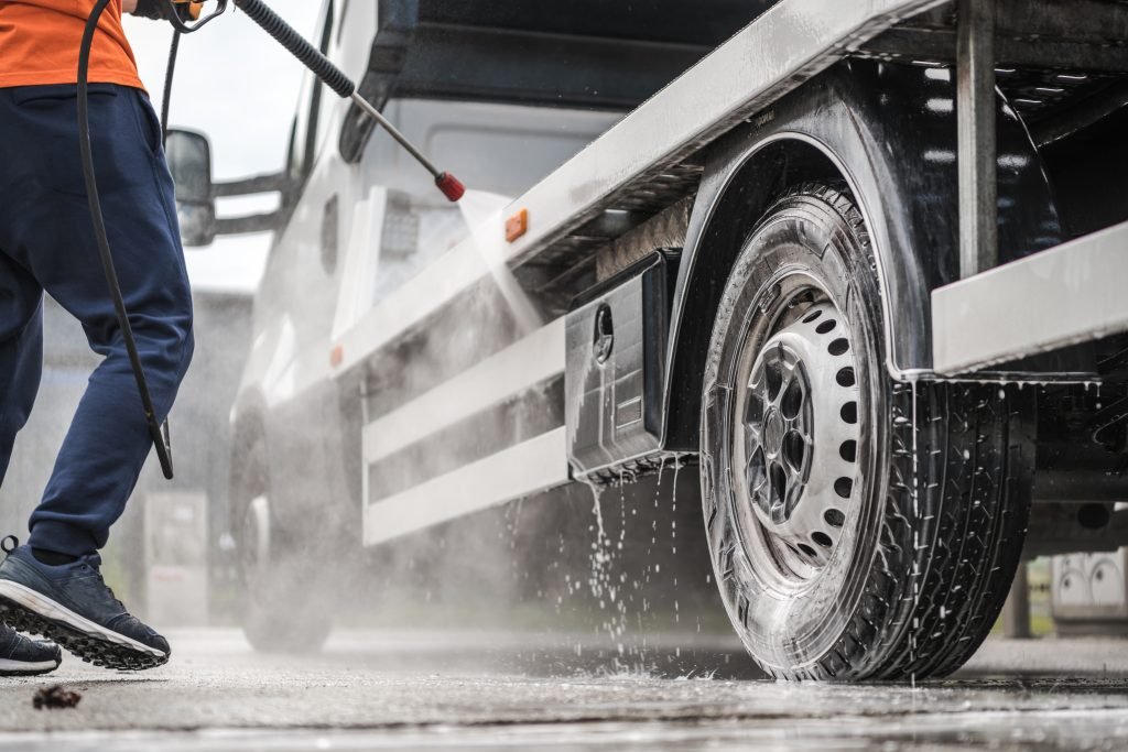 power washing fleet truck