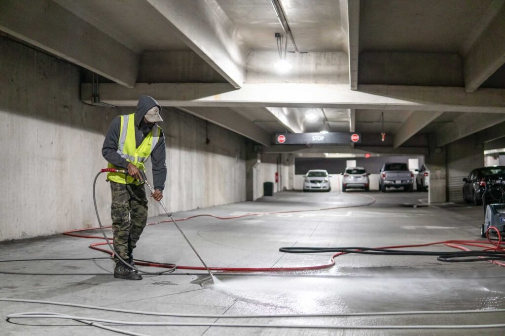 parking pressure washing