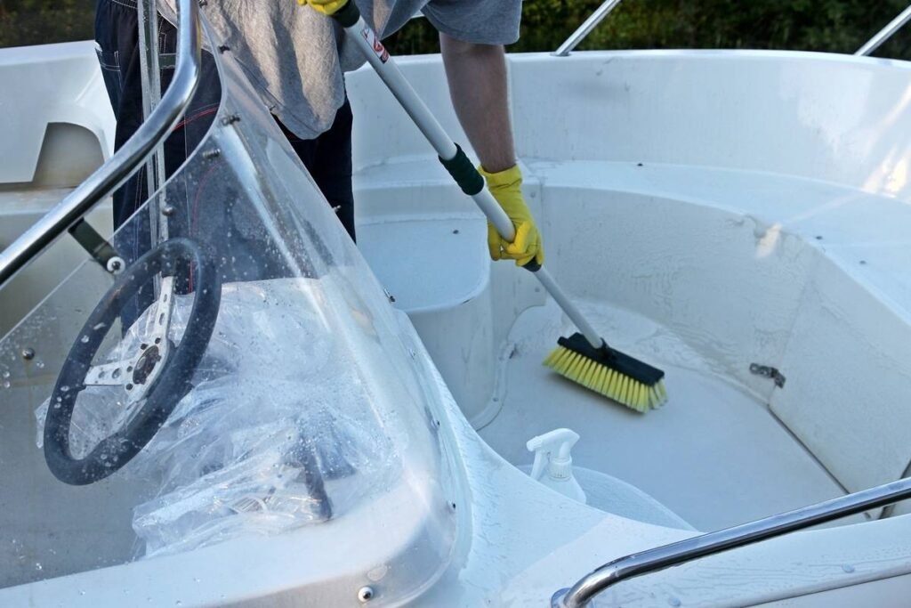 cleaning a boat