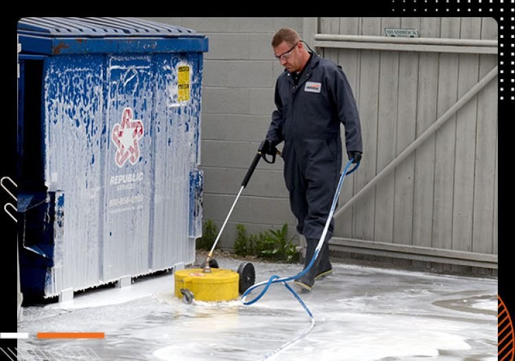 pressure washing dumspter pad